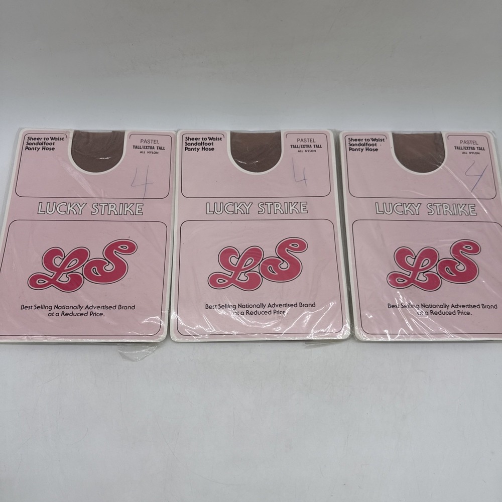 Vintage Lucky Strike Panty Hose Sandalfoot Pastel - Tall/Extra Tall (New) Pack 3